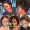 Pixie Cut Wig Short Curly 13x1 Transparent Frontal Lace Human Hair Wig Perruques Naturel Cheveux Humain Pxie Lace Front Wig